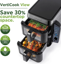 Salter VertiCook View Air Fryer – 9L, 2 Drawers, 12 Functions, PFAS-Free, Black