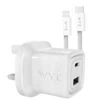 32W Dual Port USB-C & USB-A Charging Kit with USB-C to 8-Pin Cable (GaN III) Y-PA8-CL2