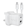 32W Dual Port USB-C & USB-A Charging Kit with USB-C to USB-C Cable (GaN III) Y-PA8-CC2