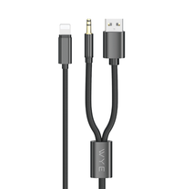8-Pin to USB-A & 3.5mm AUX Cable Y-AX02-2IN1 | iPhone Charging & Audio Adapter