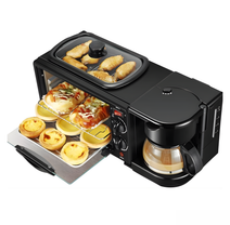 3-In-1 Breakfast Station with Coffee Maker, Non-Stick Griddle & 4-Slice Toaster Oven – Space-Saving All-in-One Breakfast Maker (Black)